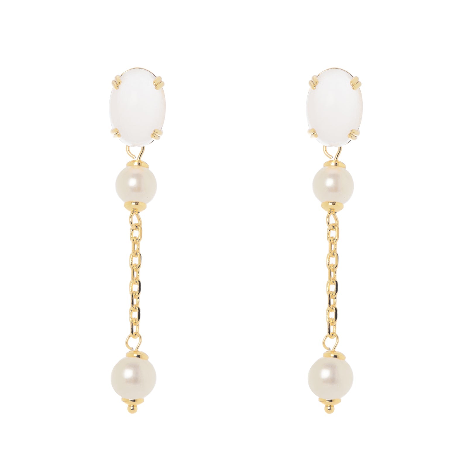 Orecchini catena perle cabochon Ninfa - Bianco - Sodini Bijoux