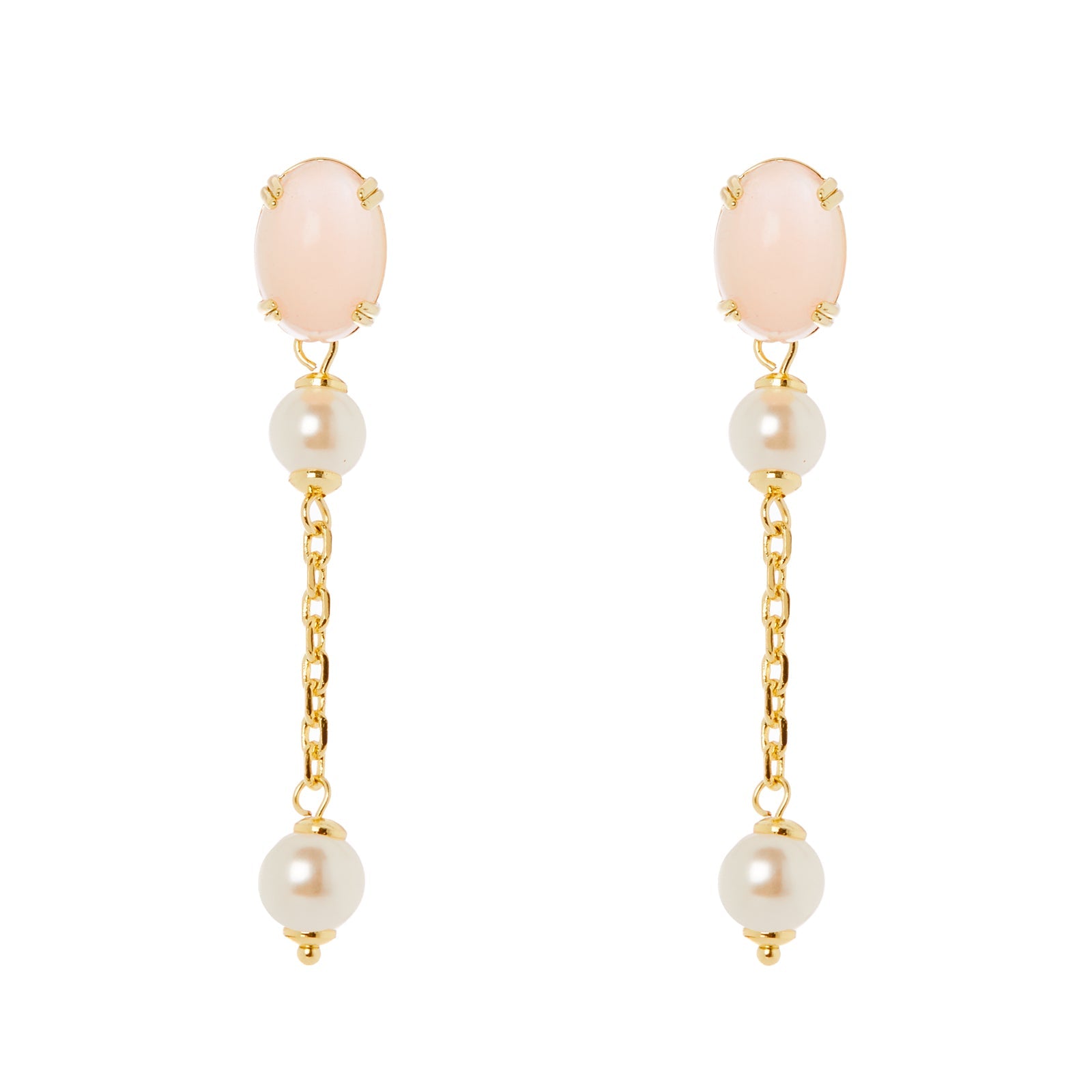 Orecchini catena perle cabochon Ninfa - Rosa - Sodini Bijoux