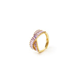 Ring with two crossed lines Serenissima - Purple - Sodini Bijoux