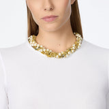 Collana torchon paillettes e perle Eve - Oro e bianco - Sodini Bijoux