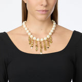 Collana corta perle frange paillettes Eve - Oro e bianco - Sodini Bijoux