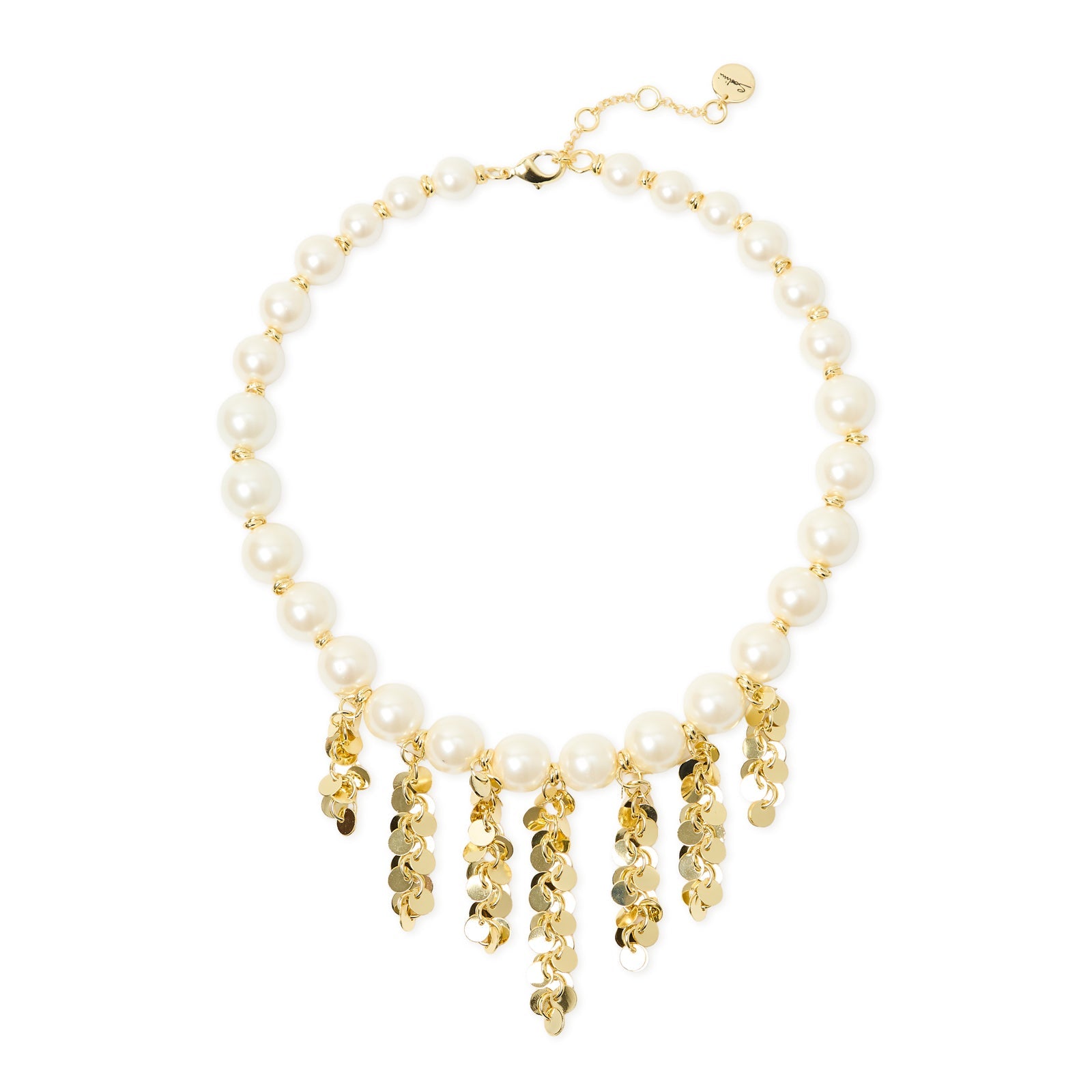 Collana corta perle frange paillettes Eve - Oro e bianco - Sodini Bijoux