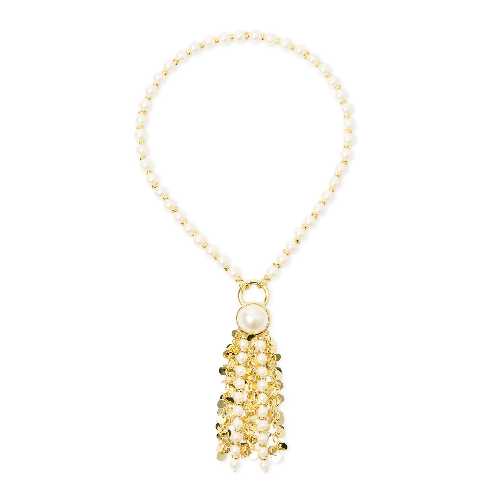 Collana perle frangia cabochon Eve - Oro e bianco - Sodini Bijoux