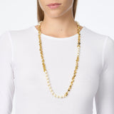 Collana lunga perle e paillettes Eve - Oro e bianco - Sodini Bijoux