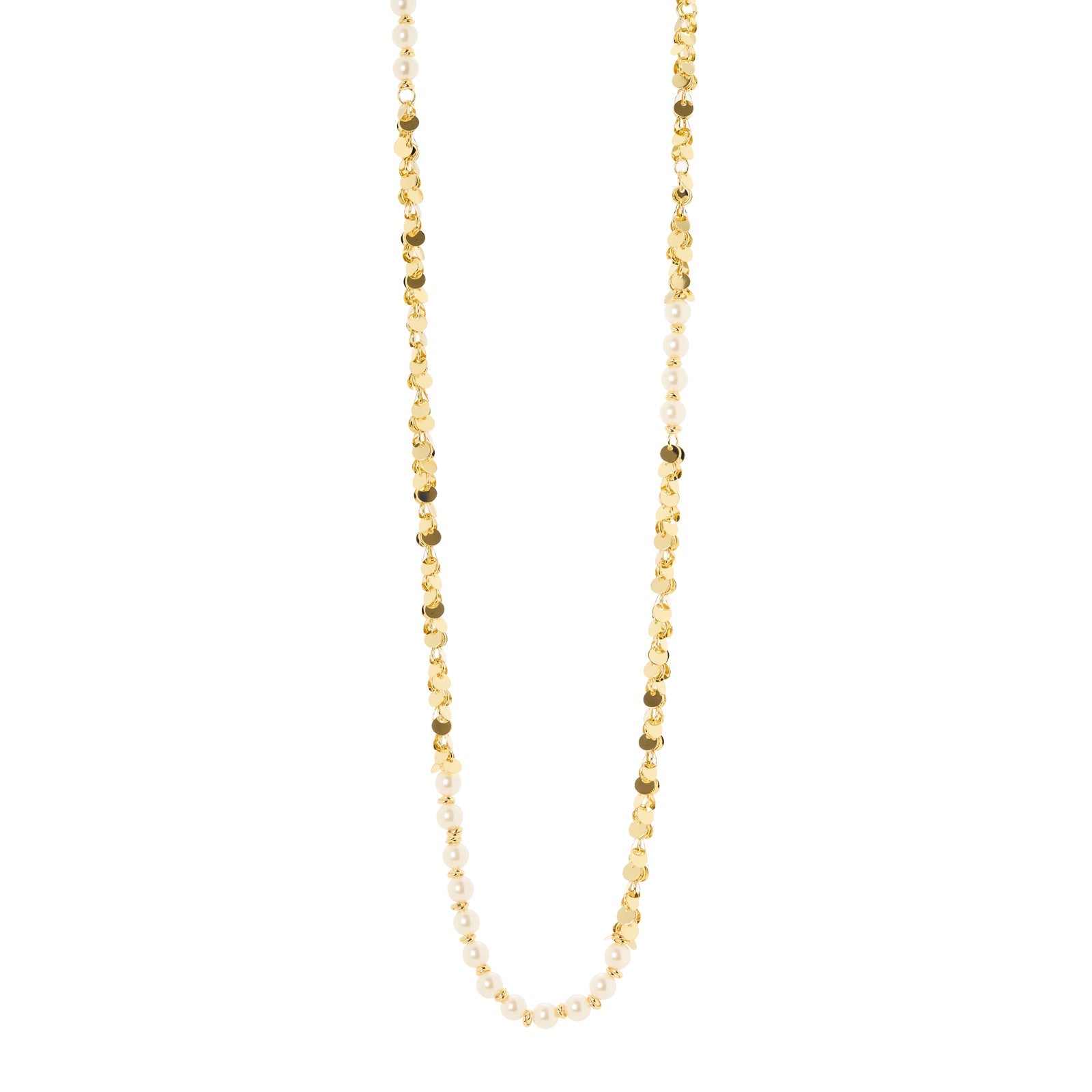 Collana lunga perle e paillettes Eve - Oro e bianco - Sodini Bijoux