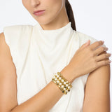 Bracciale fascia paillettes e perle Eve - Oro e bianco - Sodini Bijoux