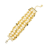 Bracciale fascia paillettes e perle Eve - Oro e bianco - Sodini Bijoux