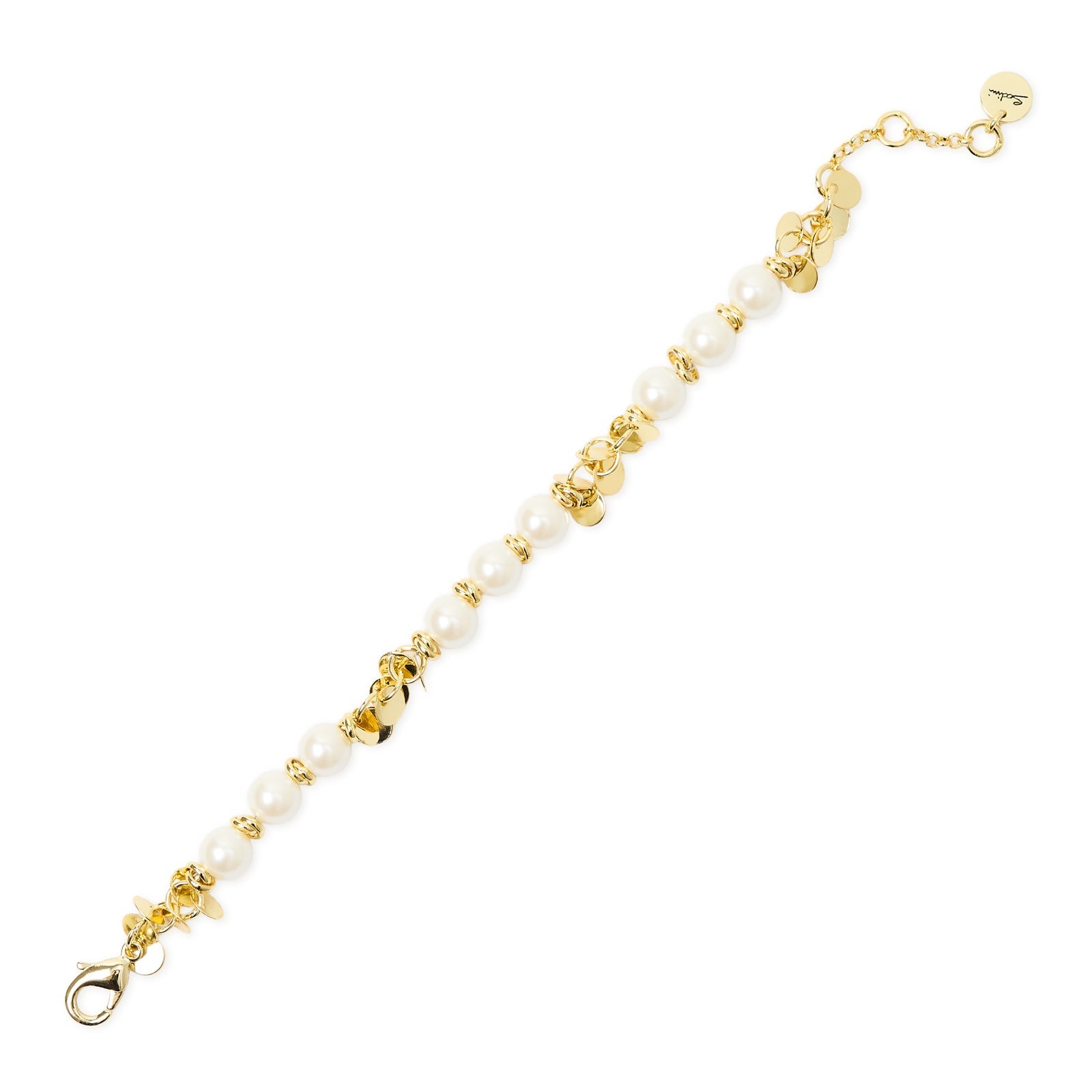 Bracciale filo paillettes e perle Eve - Oro e bianco - Sodini Bijoux