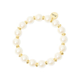 Bracciale elastico grandi perle Eve - Oro e bianco - Sodini Bijoux
