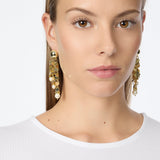Orecchini sfera e frangia Eve - Oro e bianco - Sodini Bijoux