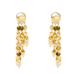 Orecchini sfera e frangia Eve - Oro e bianco - Sodini Bijoux