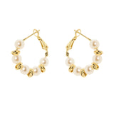Orecchini piccolo cerchio perle Eve - Oro e bianco - Sodini Bijoux