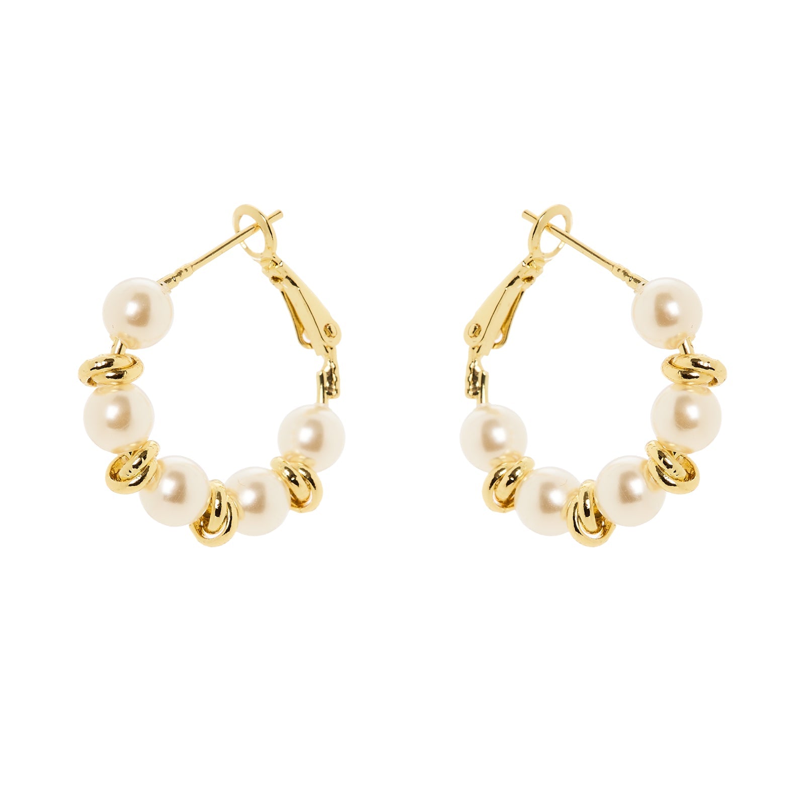 Orecchini piccolo cerchio perle Eve - Oro e bianco - Sodini Bijoux