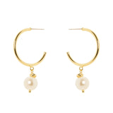 Orecchini cerchio perla pendente Eve - Oro e bianco - Sodini Bijoux