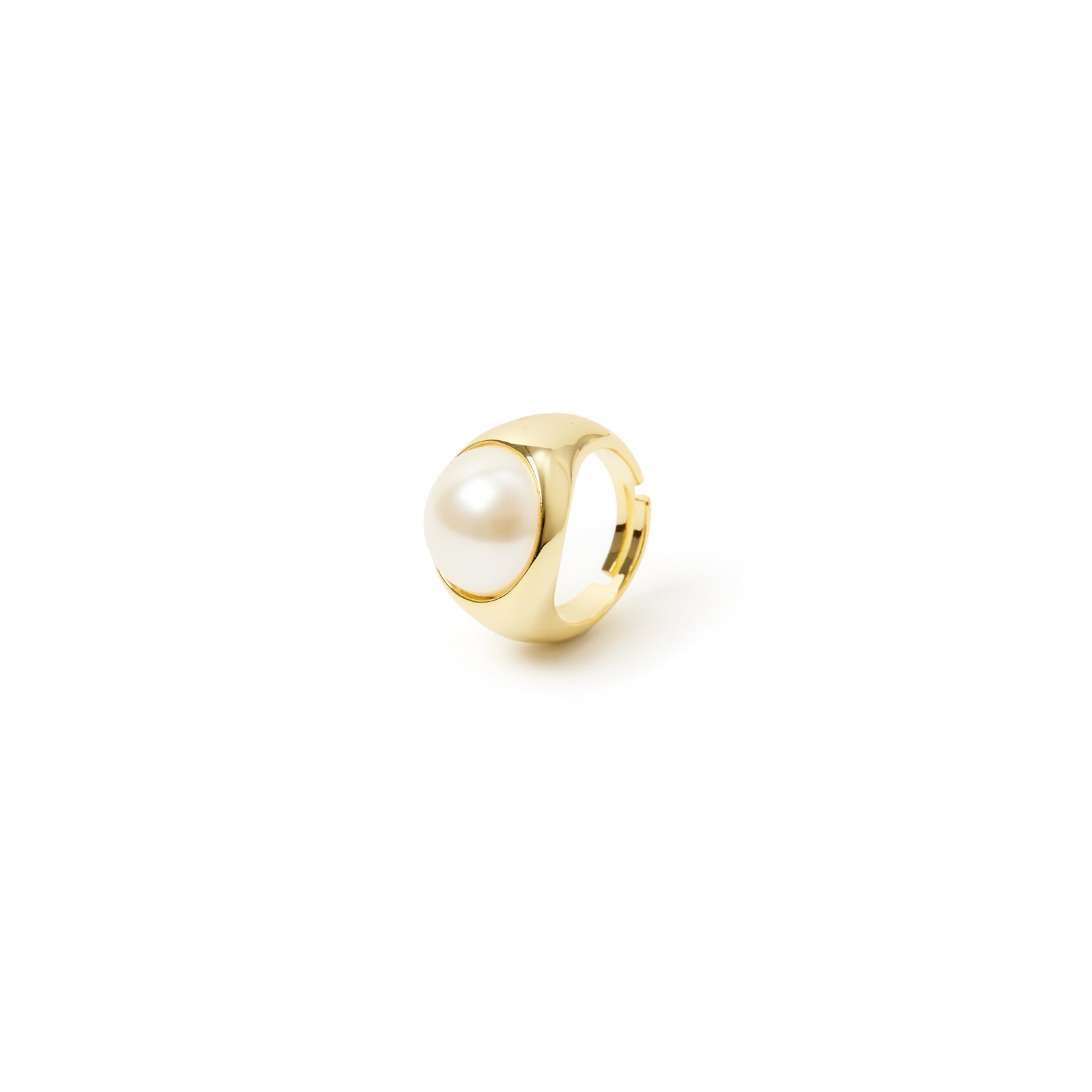 Anello grande perla Eve - Oro e bianco - Sodini Bijoux