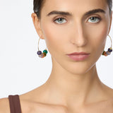 Orecchini cerchio e boule ecrasé Modern Muse - Multicolor - Sodini Bijoux