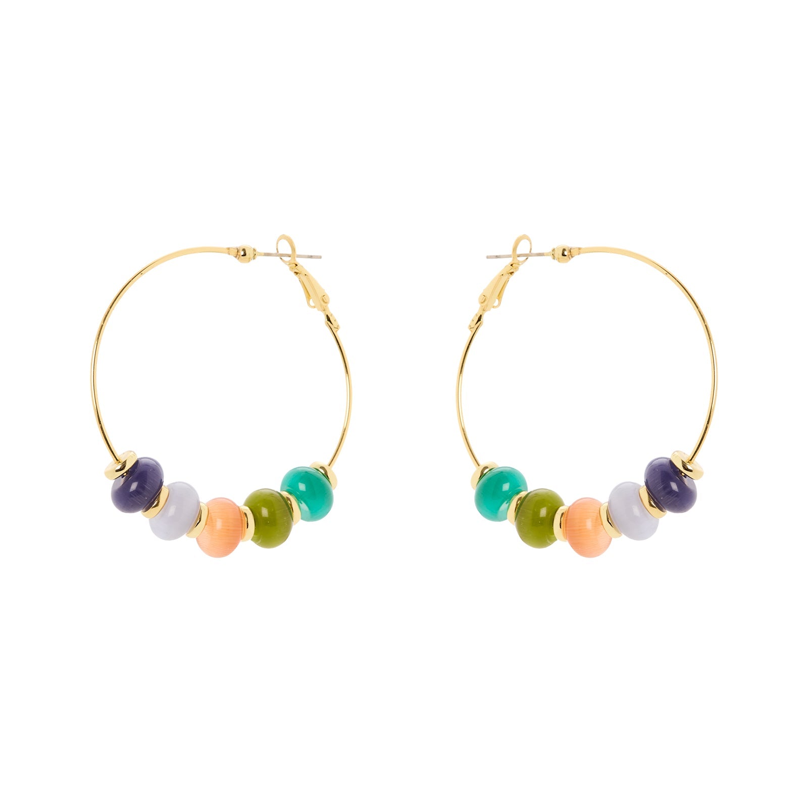 Orecchini cerchio e boule ecrasé Modern Muse - Multicolor - Sodini Bijoux