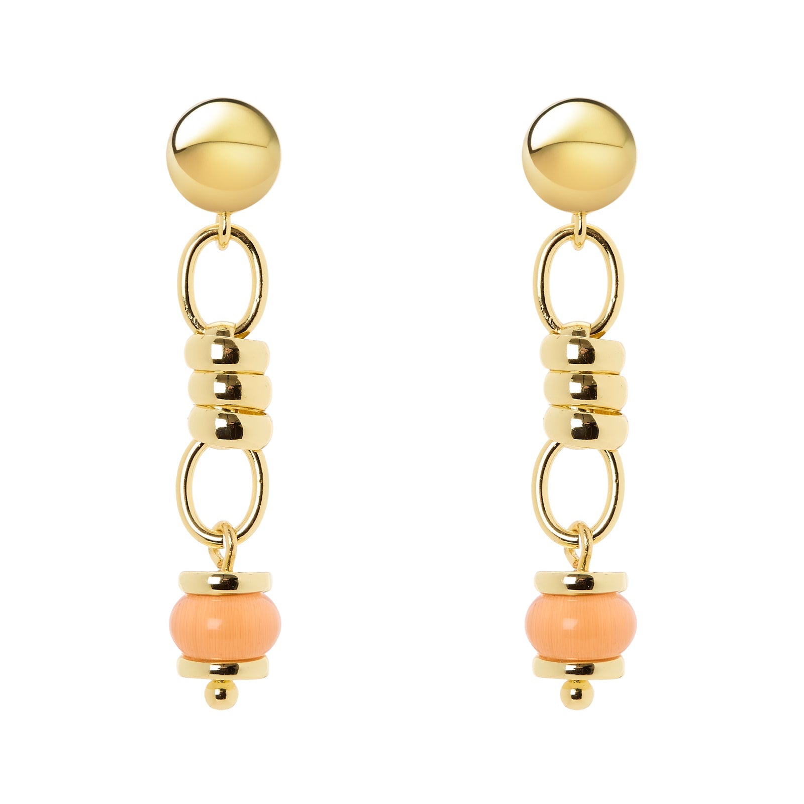 Orecchini maglie ovali anellini boule Modern Muse - Arancio - Sodini Bijoux