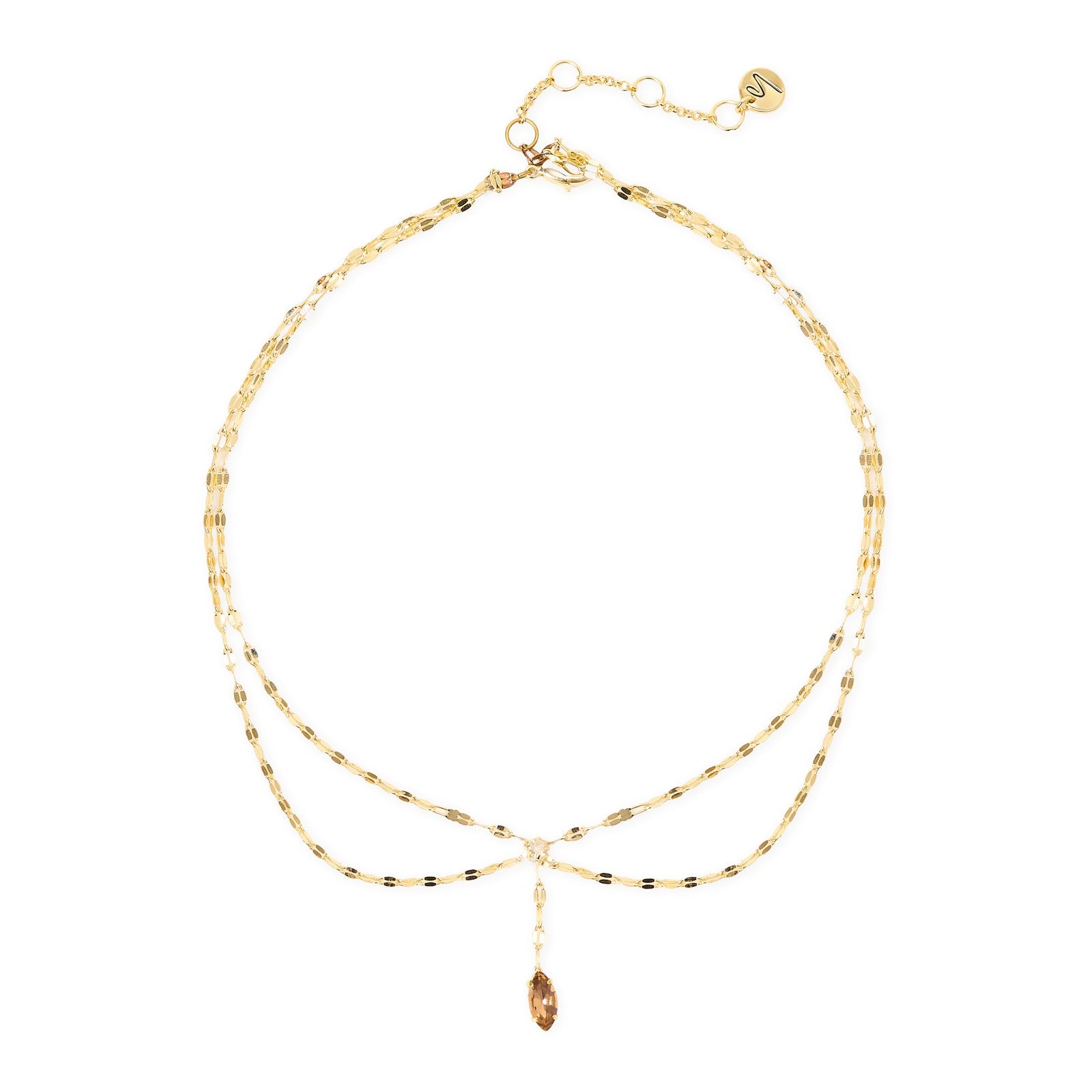 Collana a doppio filo con cristalli e pendente Foliage - Multicolor - Sodini Bijoux