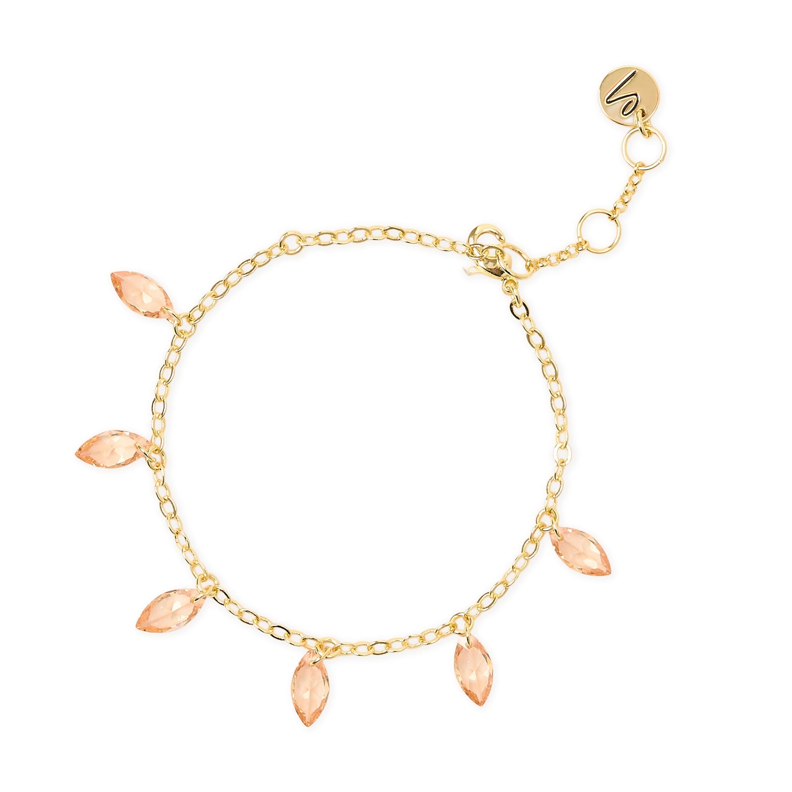 Bracciale con cristalli pendenti Foliage - Pesca - Sodini Bijoux