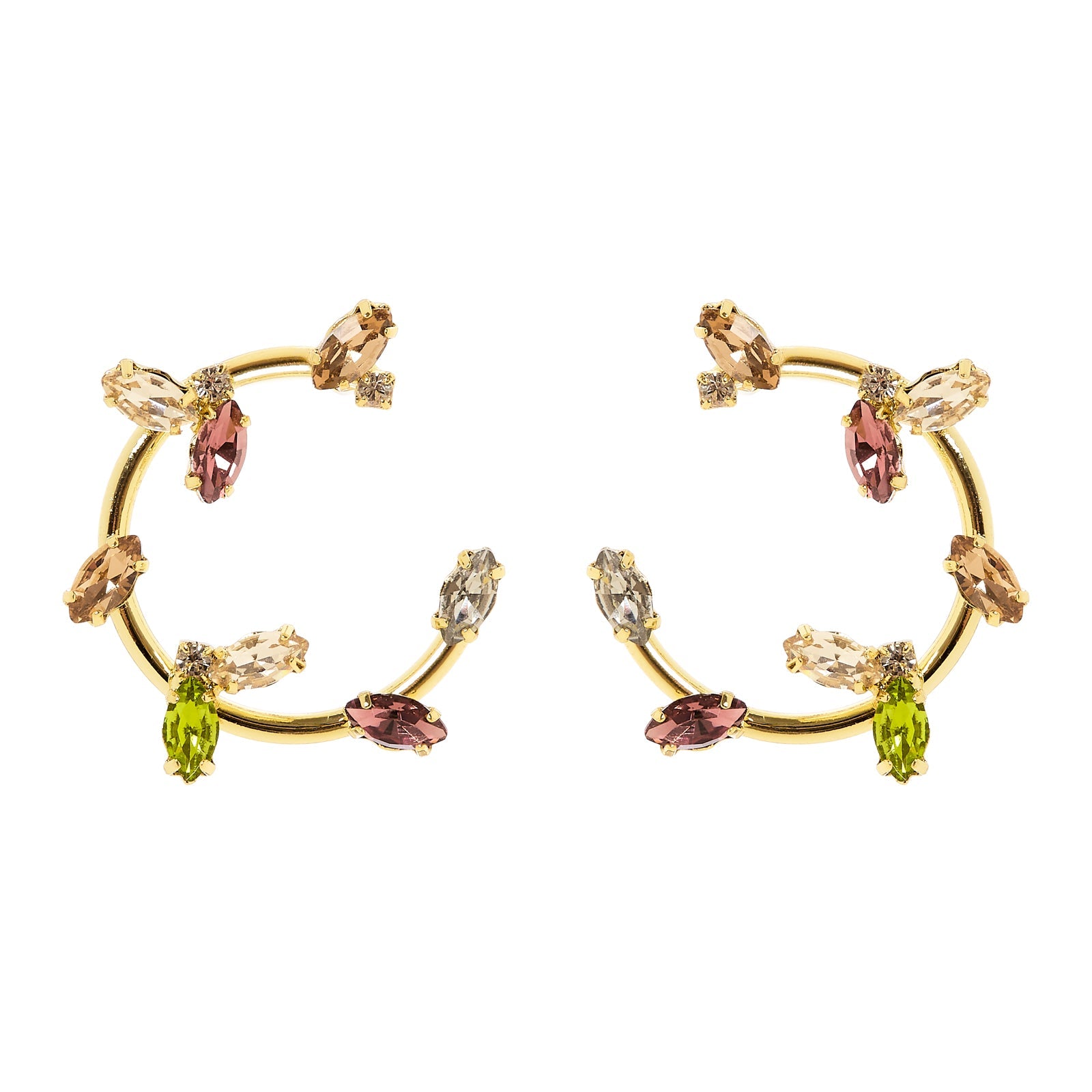 Orecchini a cerchio aperto con cristalli Foliage - Multicolor - Sodini Bijoux