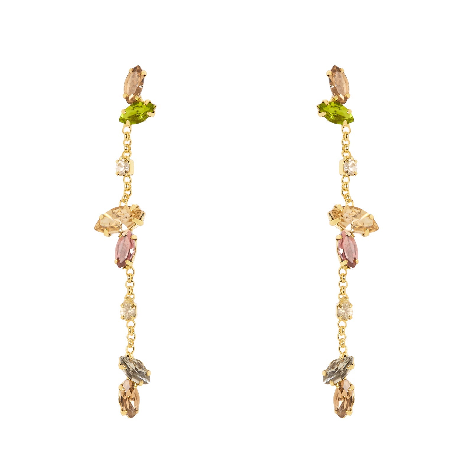 Orecchini lunghi pendenti con cristalli multicolor Foliage - Multicolor - Sodini Bijoux