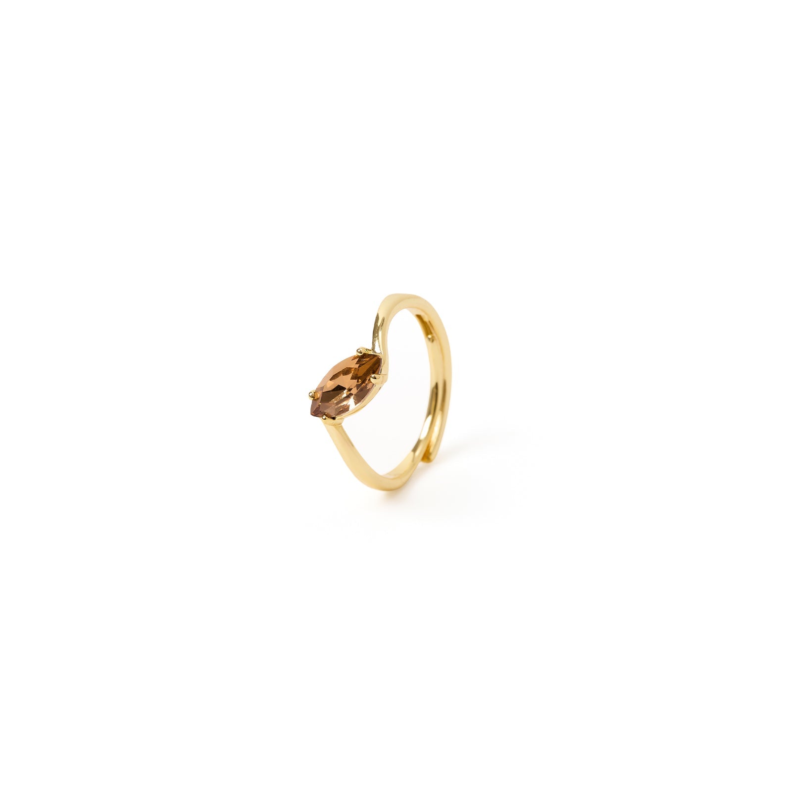 Anello con cristallo taglio navette Foliage - Champagne - Sodini Bijoux