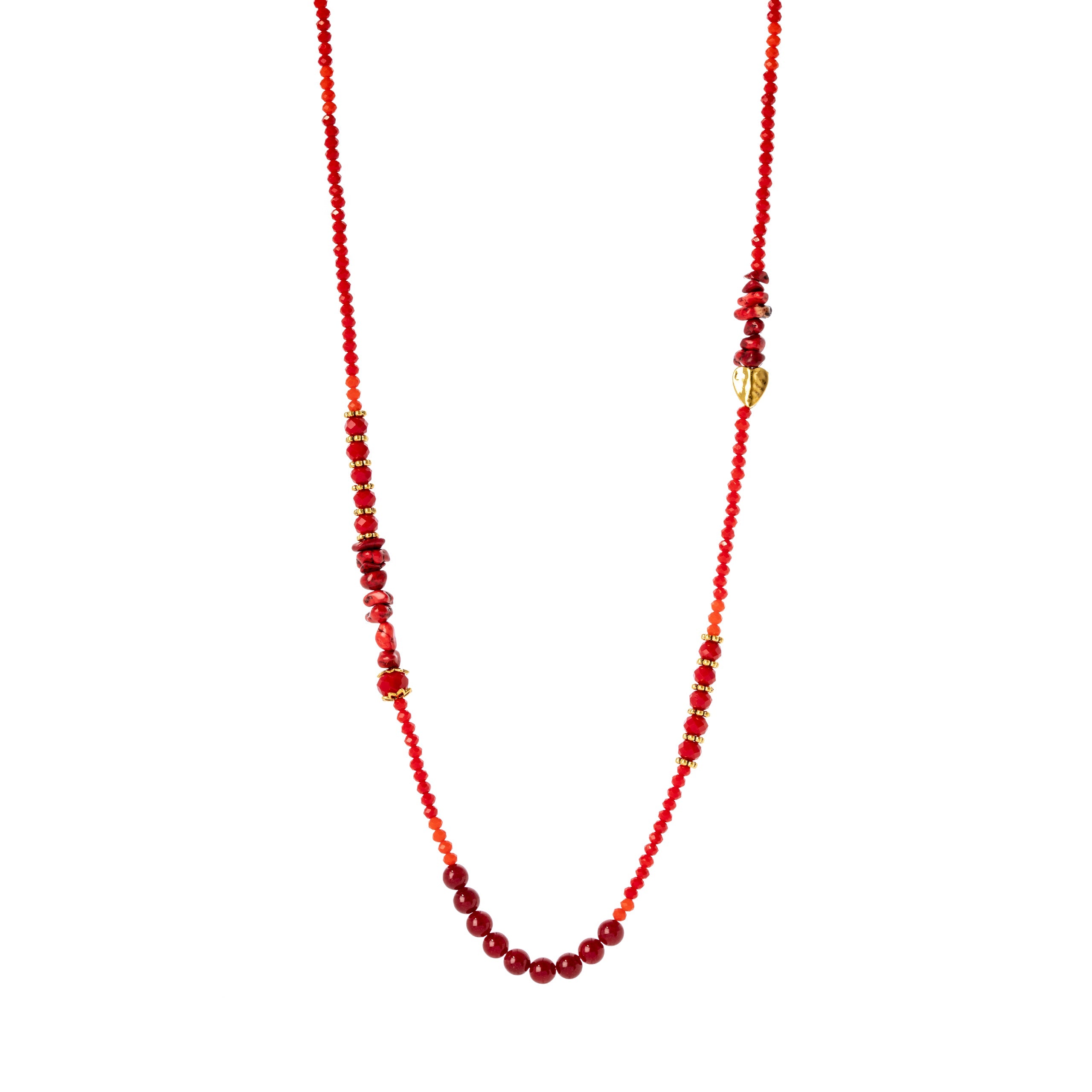Collana perline e cuore Samba - Rosso - Sodini Bijoux