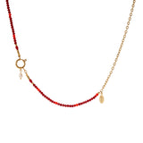 Collana di perline e perla Samba - Rosso - Sodini Bijoux