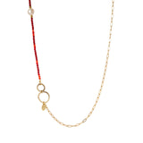 Collana di perline, perla ed elementi ovali Samba - Rosso - Sodini Bijoux