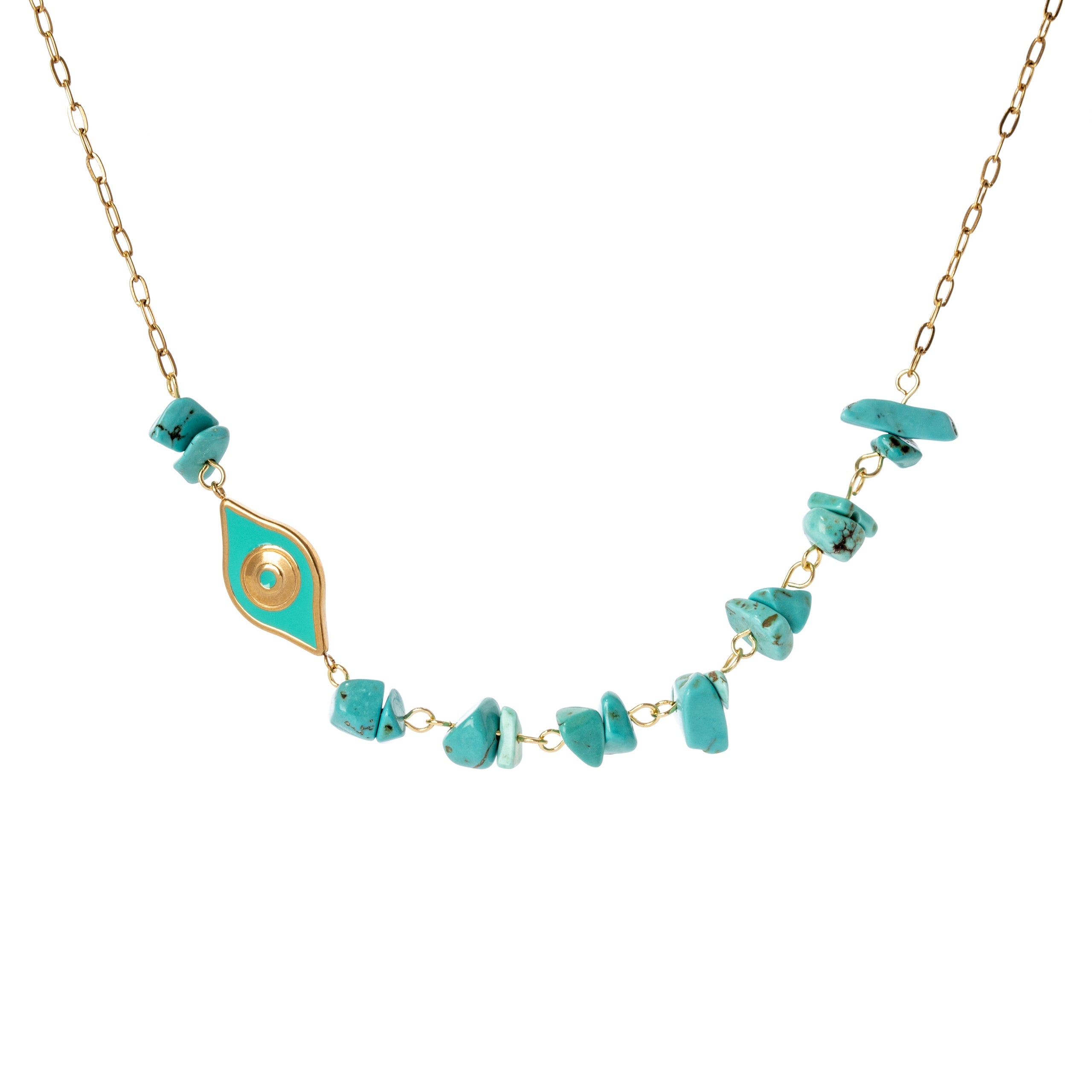 Girocollo con ciottolini e occhio Samba - Turchese - Sodini Bijoux