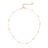 Collana corta catena, perle barocche e mini boule Confettis - Bianco - Sodini Bijoux