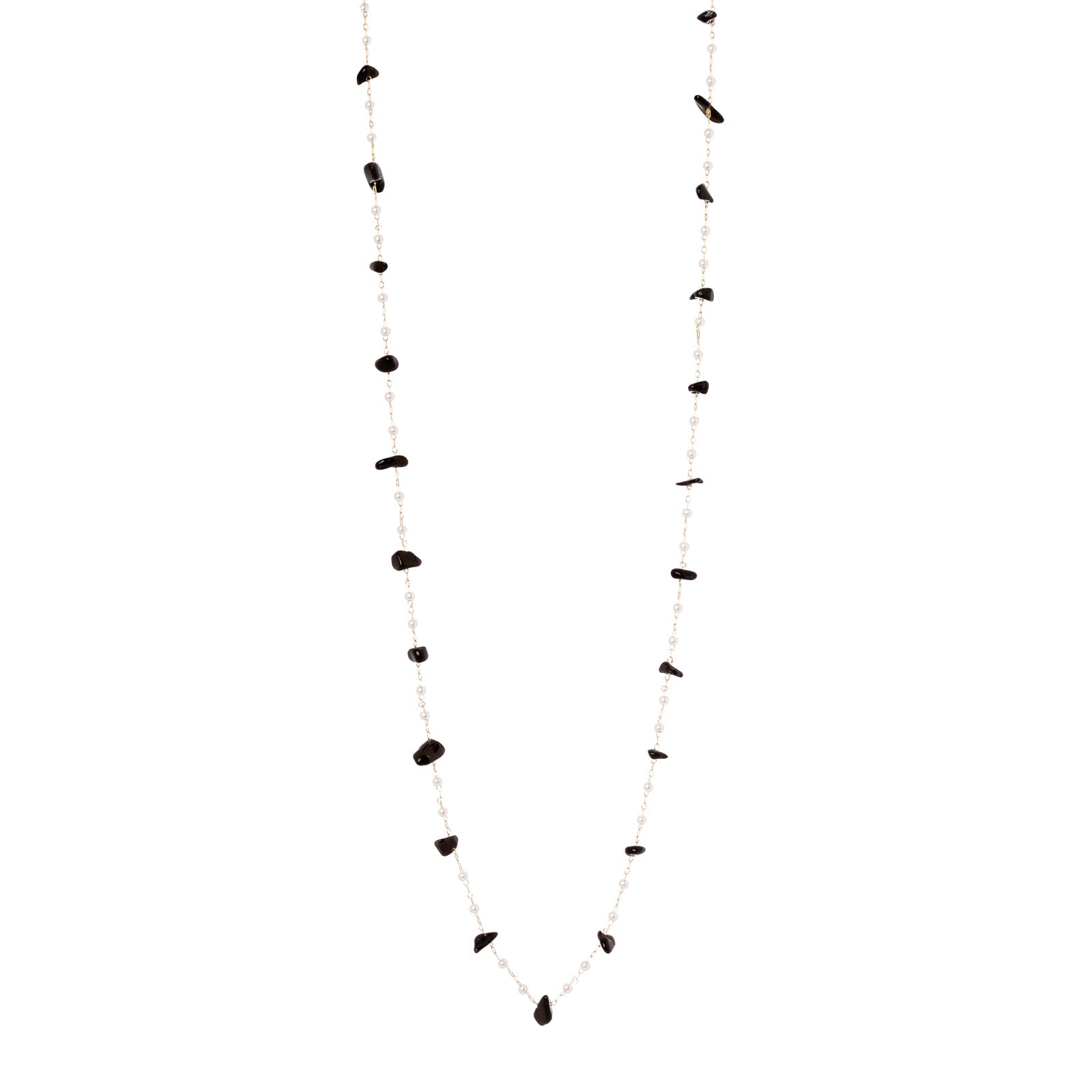 Collana lunga ciottoli e perle Madelaine - Argento - Sodini Bijoux