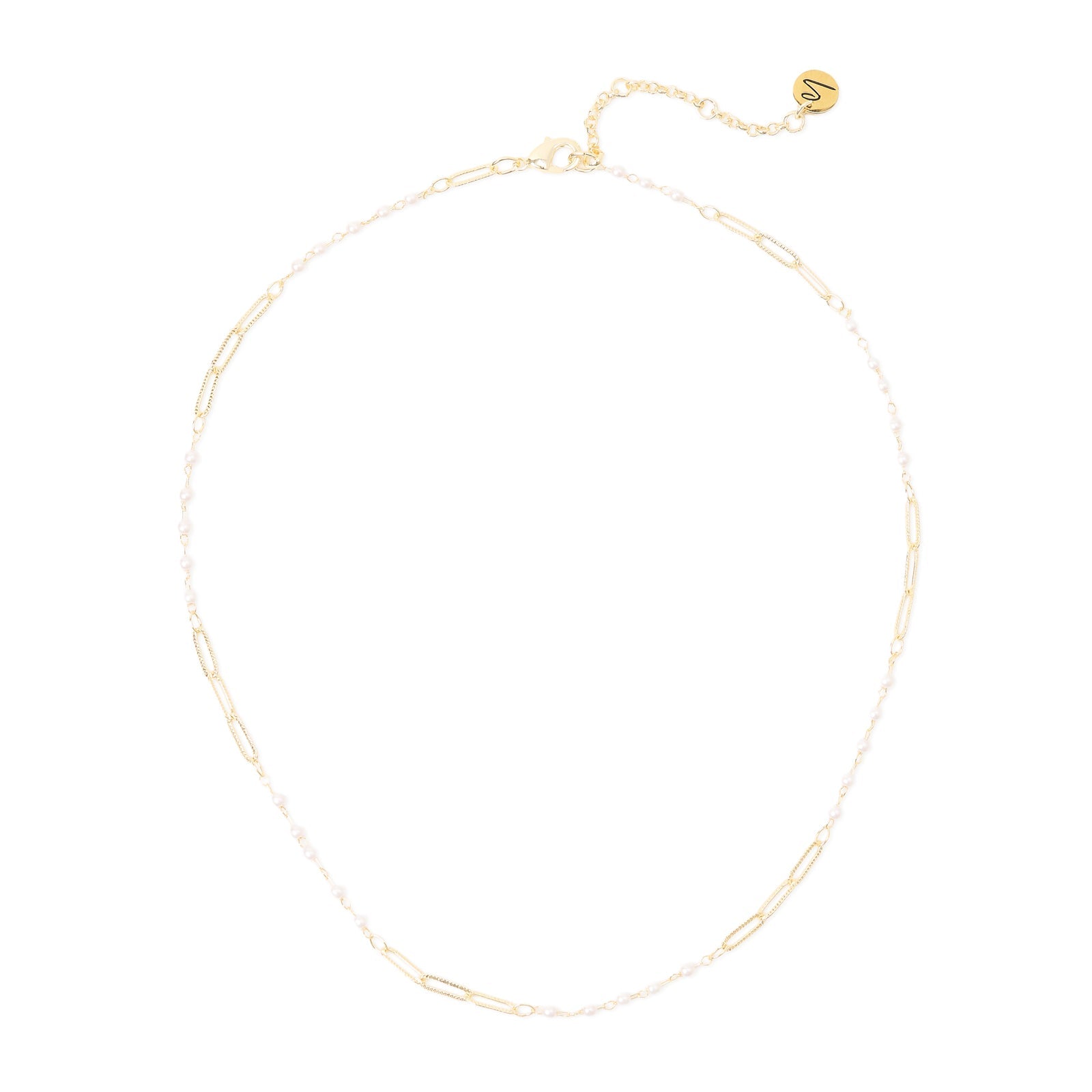 Collana corta con perle e maglie allungate Lady pearl - Oro e bianco - Sodini Bijoux