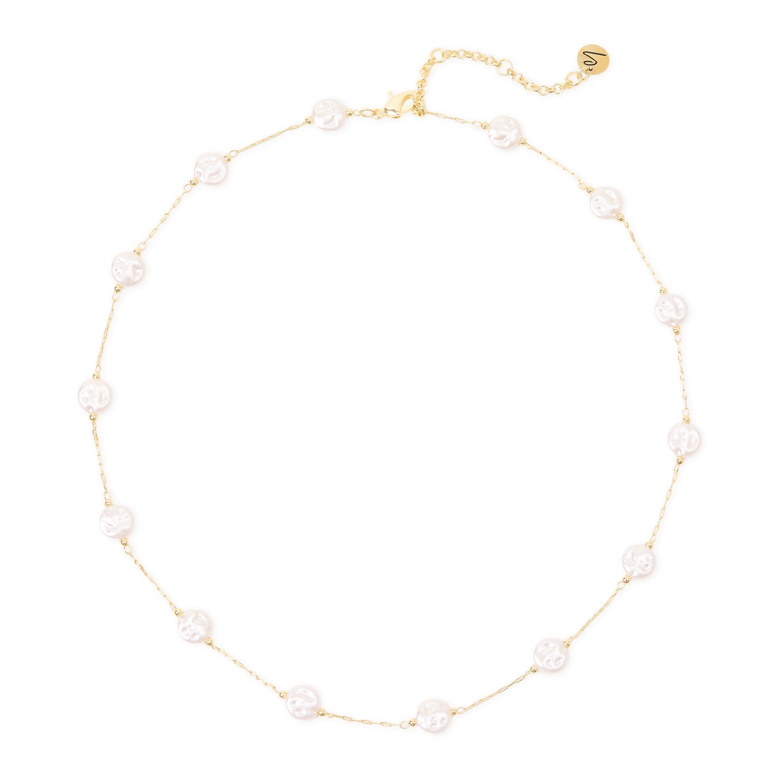 Collana corta con perle a disco Lady pearl - Oro e bianco - Sodini Bijoux
