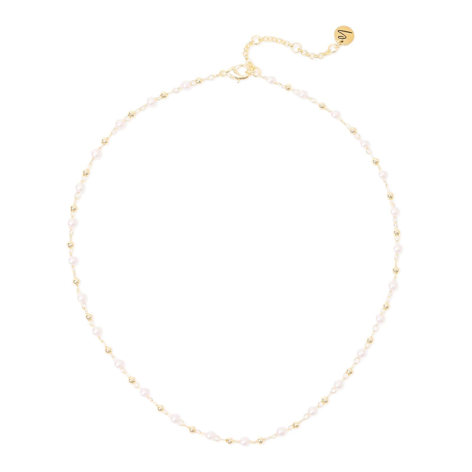 Collana corta con miniperle e boule dorate Lady pearl - Oro e bianco - Sodini Bijoux