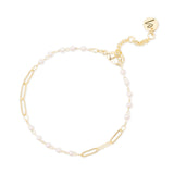 Bracciale con filo di perle e maglie dorate Lady pearl - Oro e bianco - Sodini Bijoux