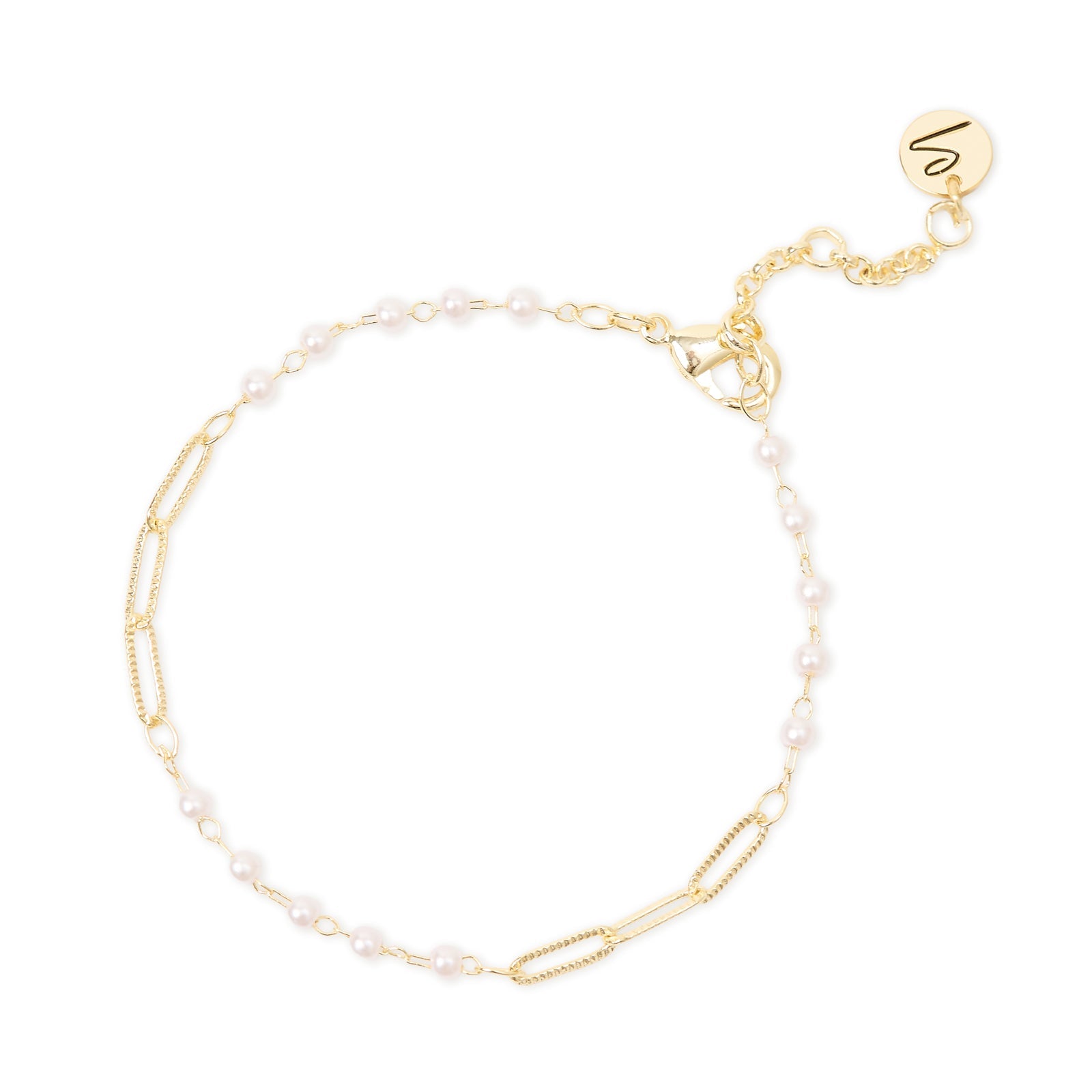 Bracciale con filo di perle e maglie dorate Lady pearl - Oro e bianco - Sodini Bijoux