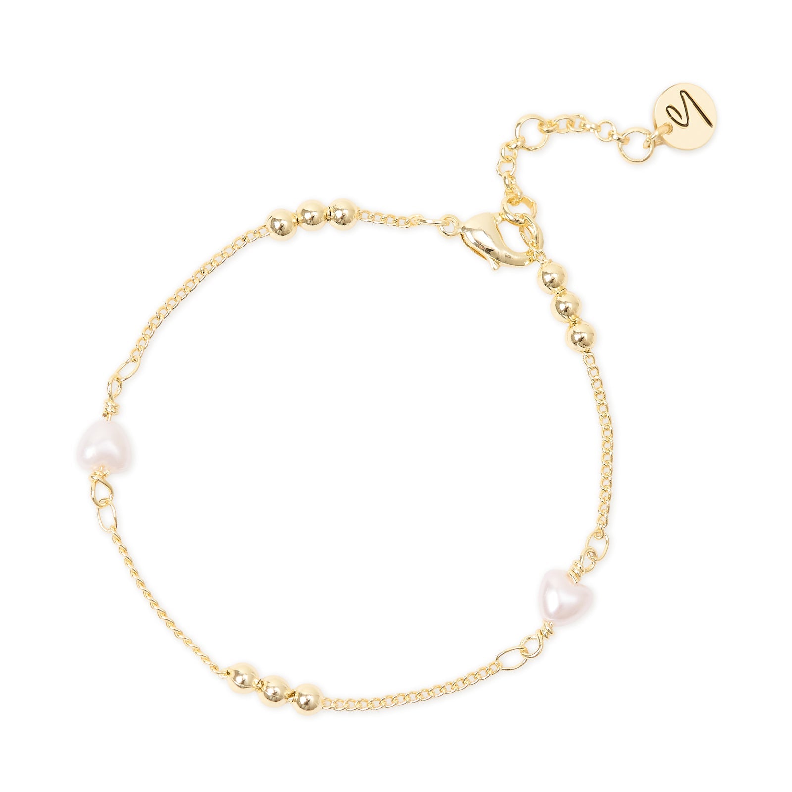 Bracciale con perle a cuore e boule dorate Lady pearl - Oro e bianco - Sodini Bijoux
