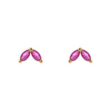 Two navettes mini earrings Rania - Red - Sodini Bijoux