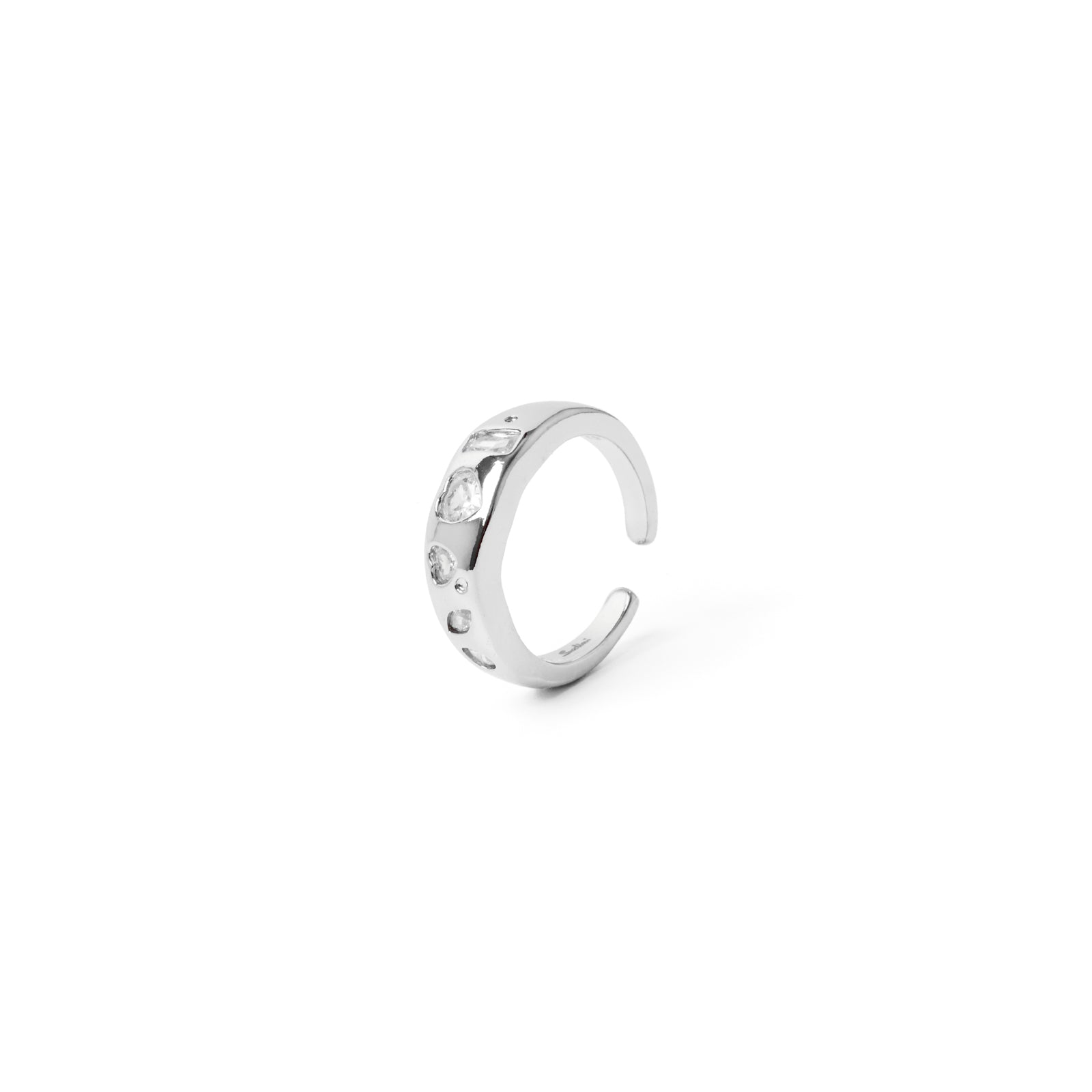 Anello con zirconi incassati e cuore centrale Rania - Argento - Sodini Bijoux